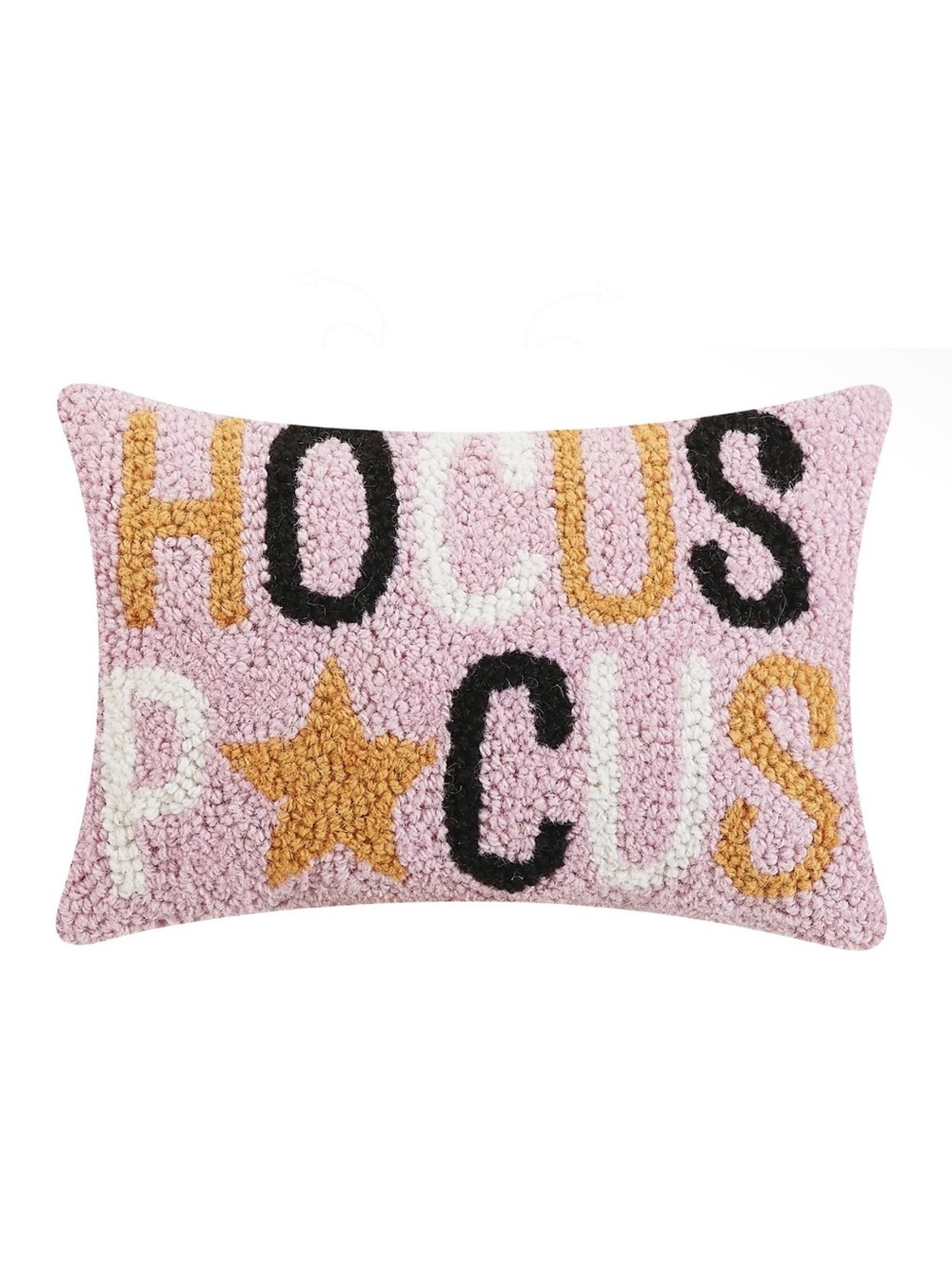 Hocus Pocus Pink Wool Hooked Pillow